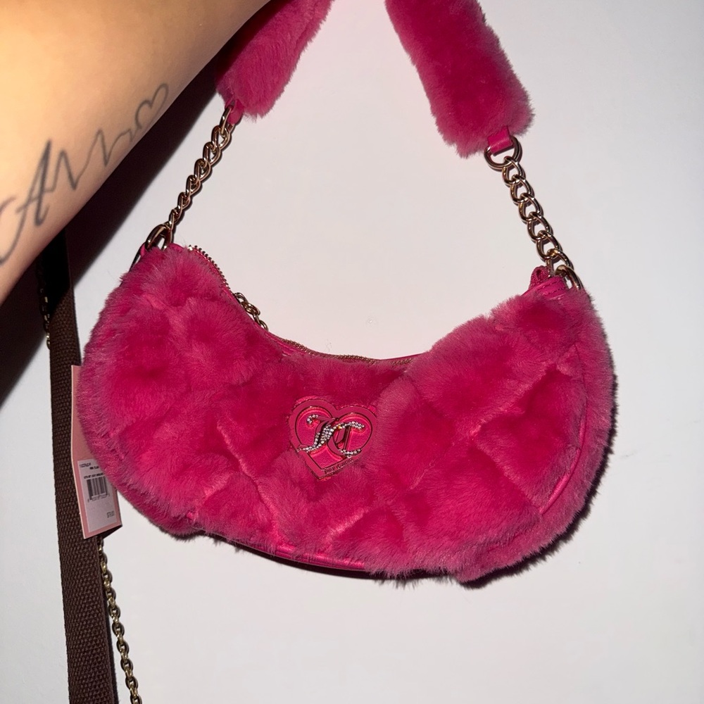 Juicy Couture Pink Shoulder Bag with Silver Chain